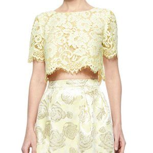 NWT Erin Fetherston Short-Sleeve Lace Crop Top
